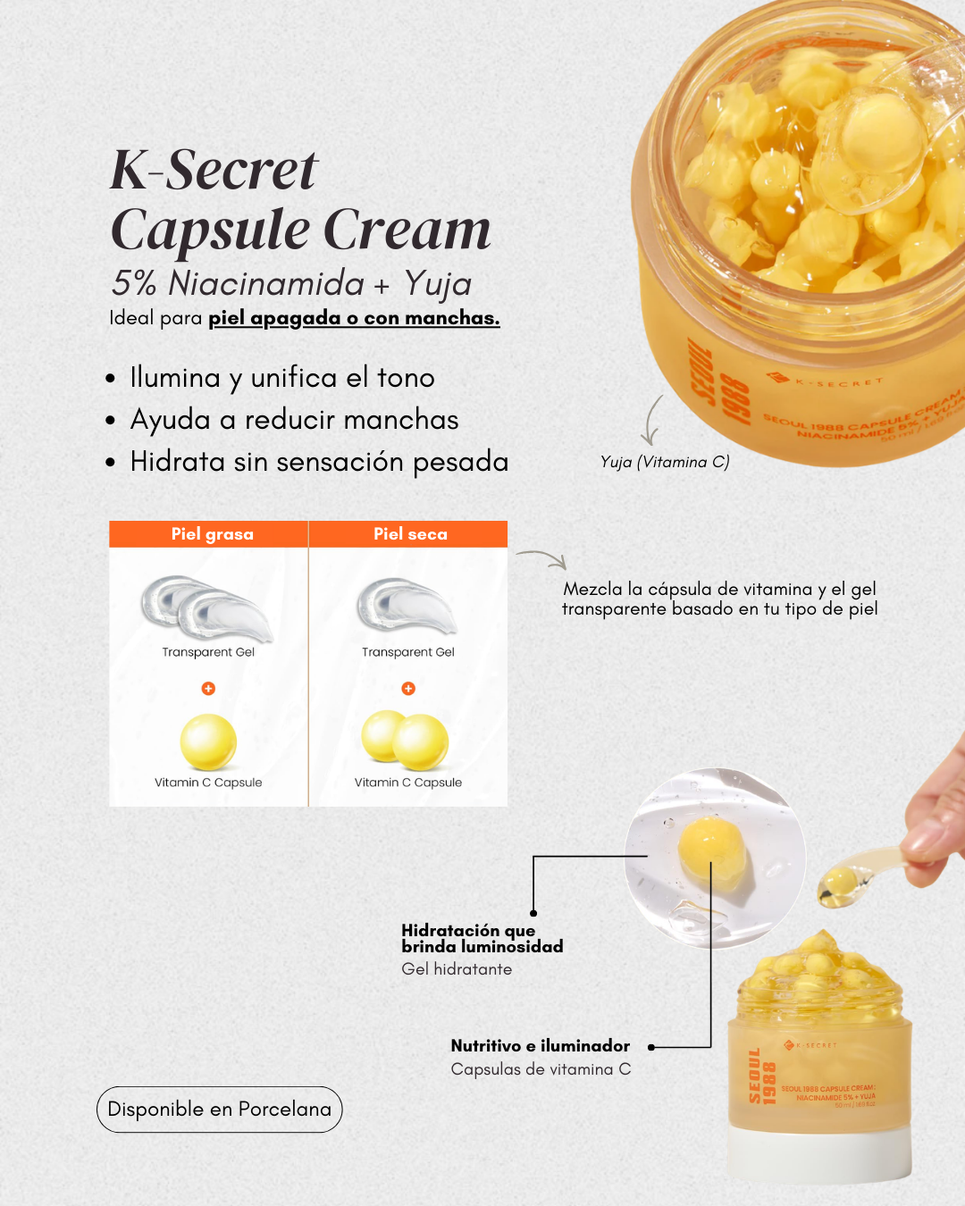 Crema Capsule Cream: Niacinamide 5% + Yuja 50 ml KSECRET