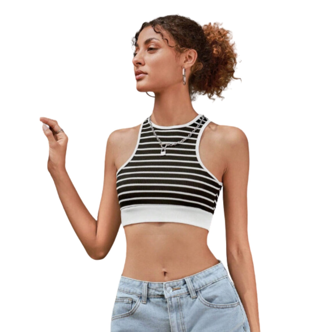 Top tank crop con estampado de rayas