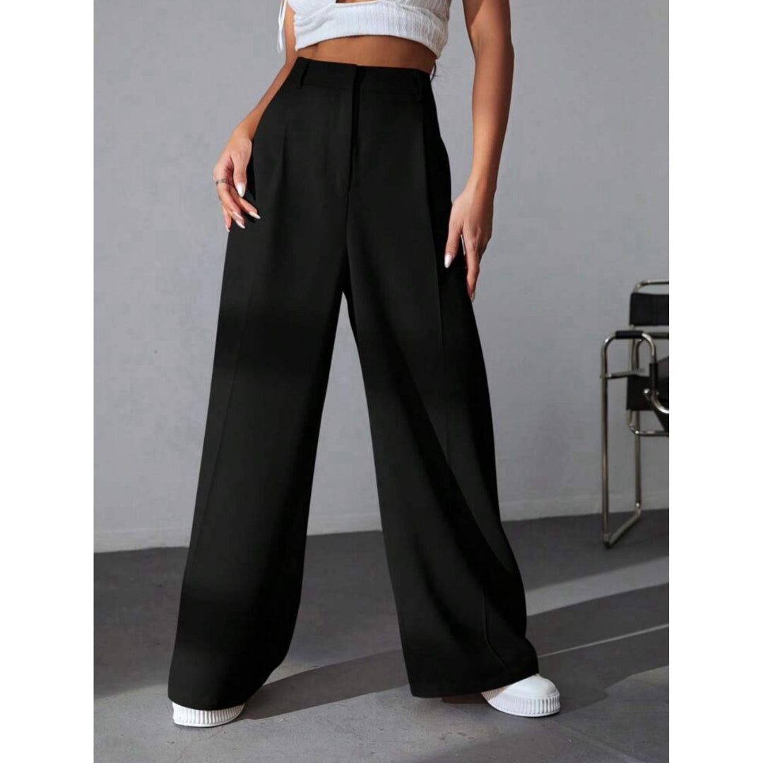 Pantalones de pierna ancha unicolor