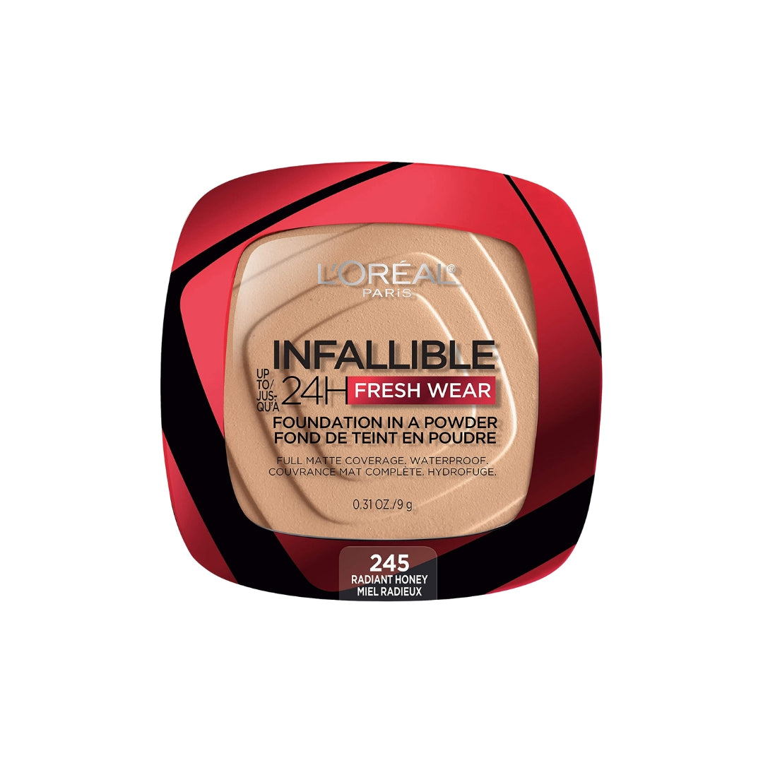 Polvo Compacto Infallible a Prueba de Agua 24h larga duración Fresh Wear 9g Loreal Paris
