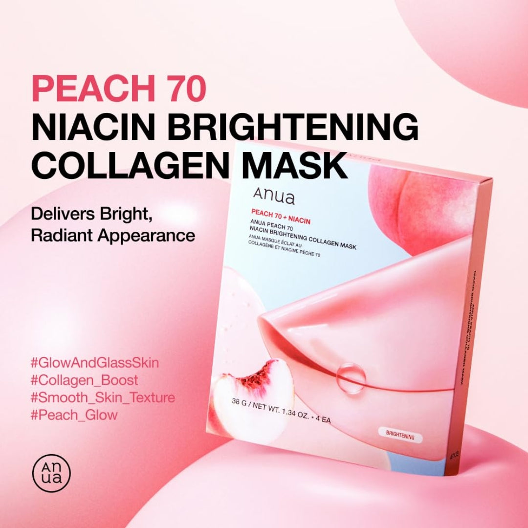Mascarilla Peach 70 Niacin Brightening Collagen Mask (4 unidades) Anua