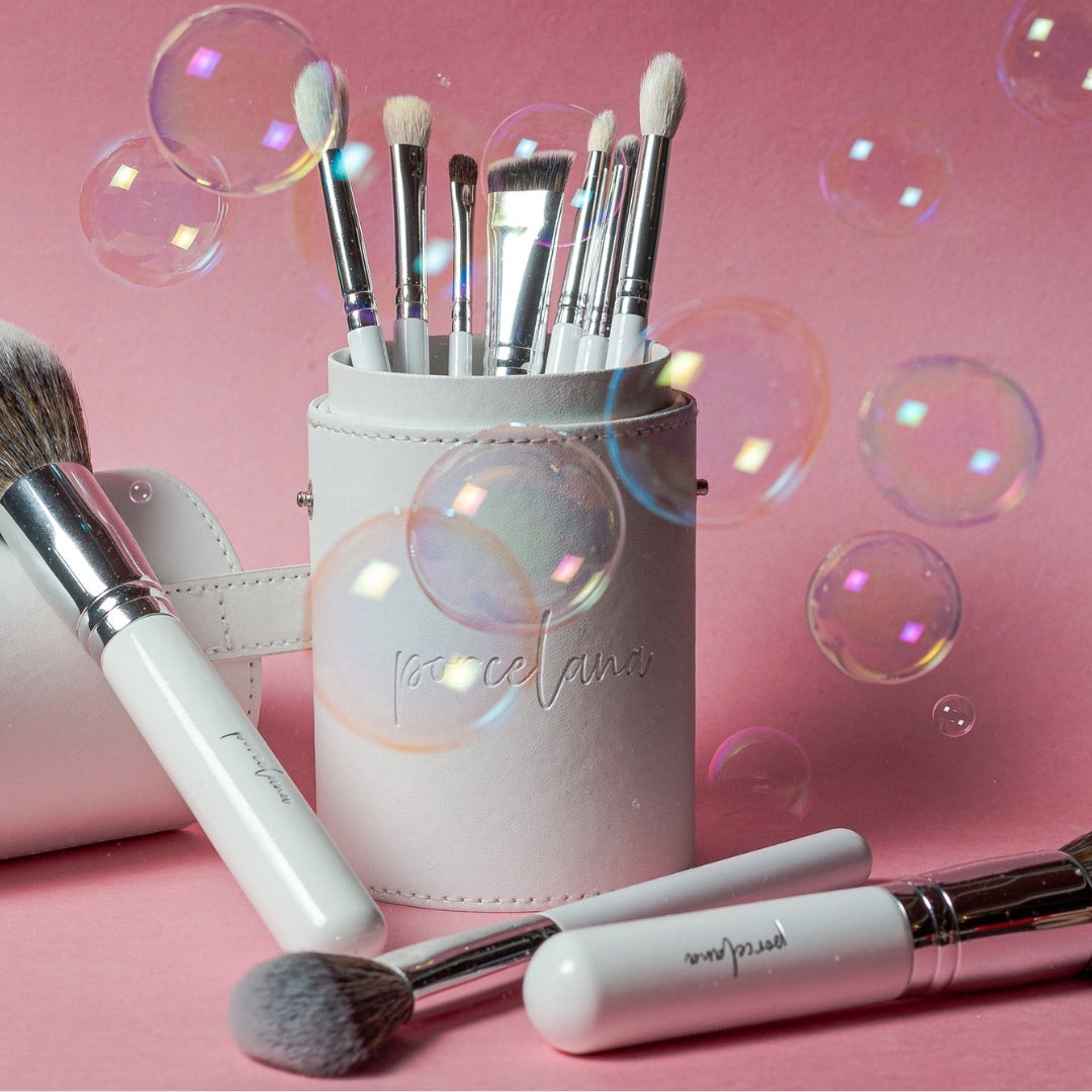 Set de Brochas Porcelana - 10pcs con Estuche de cuerina