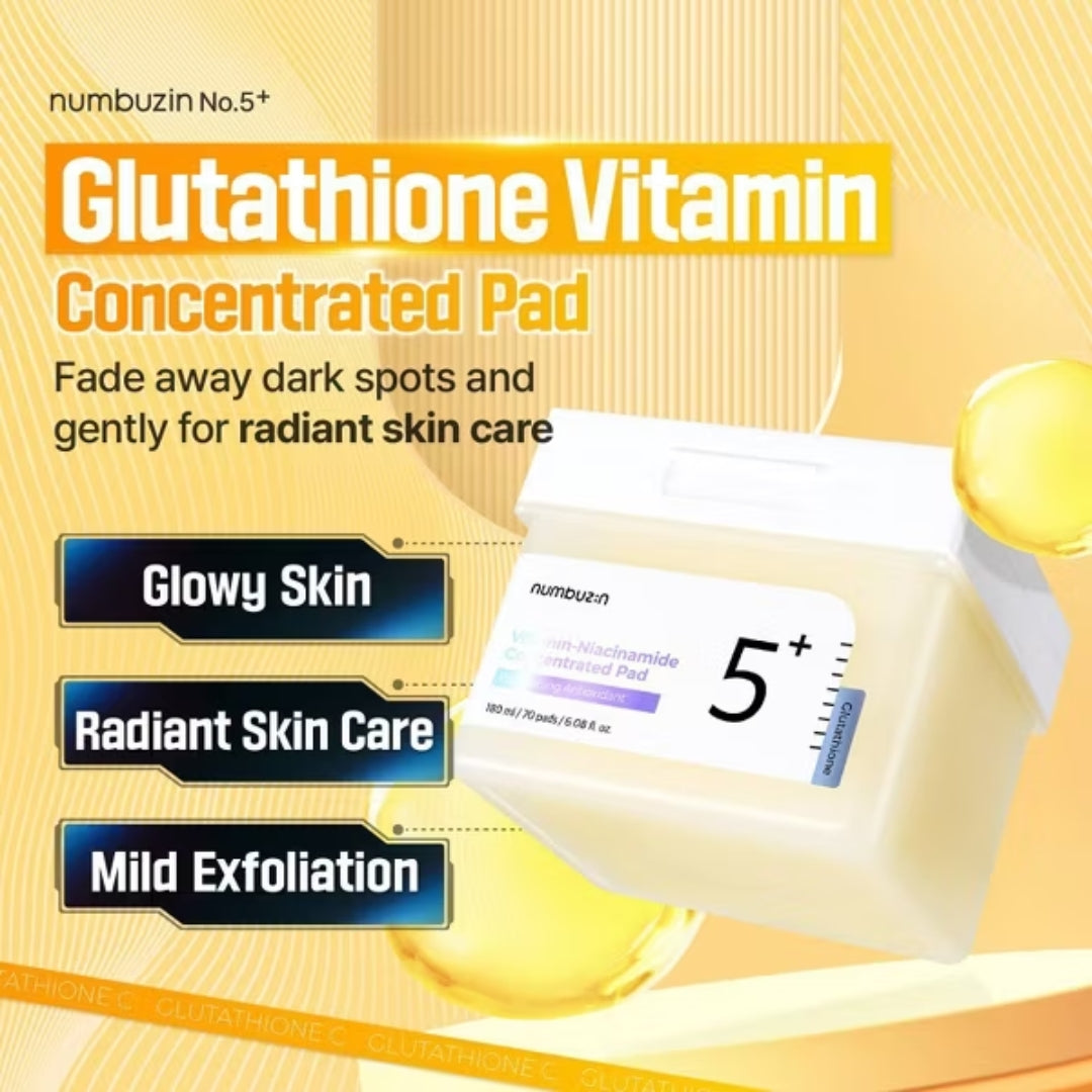 Pads No.5+ Glutathione Vitamin Concentrated Toner Pads - 70 unidades numbuzin