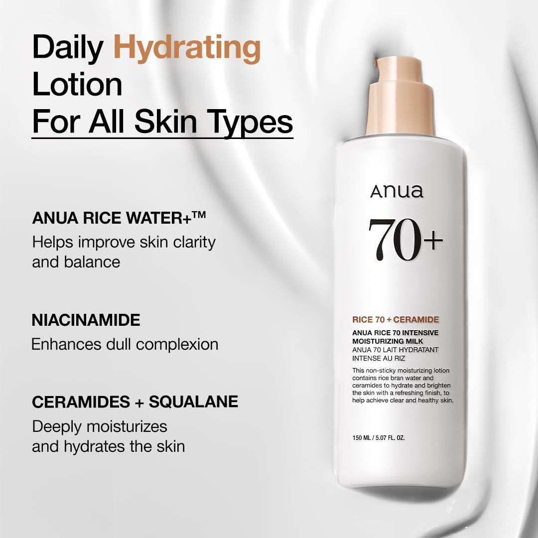 Leche hidratante intensiva, loción Rice 70 150ml Anua