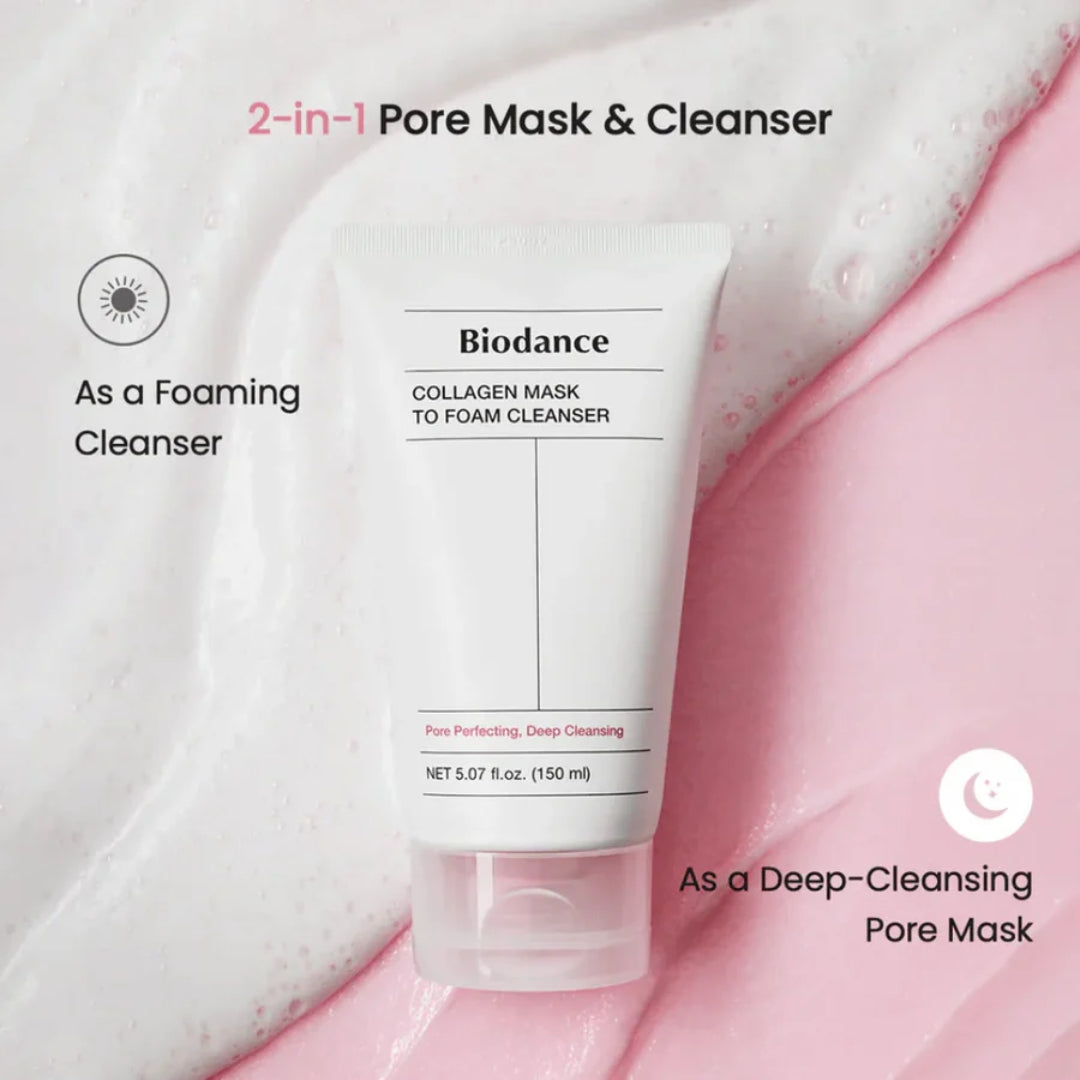 Mascarilla de colágeno que se transforma en limpiador facial en espuma - 150 ml Biodance