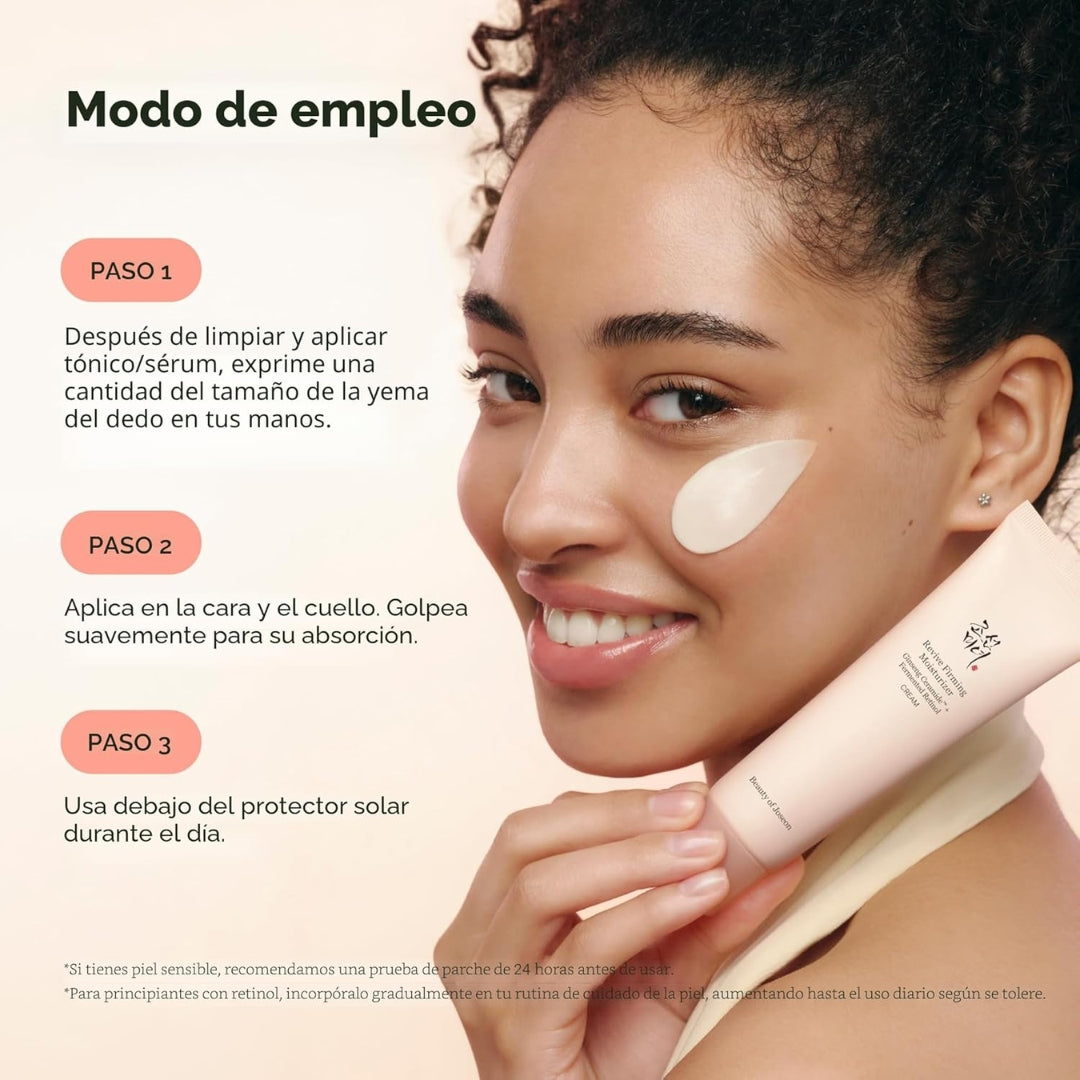 Crema hidratante reafirmante ginseng ceramida + retinol revive - Beauty of Joseon