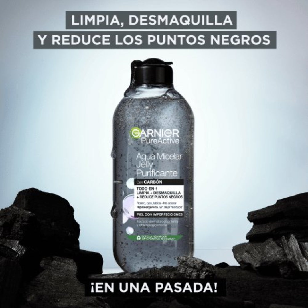 Agua Micelar con Carbón y Ácido Salicílico Garnier