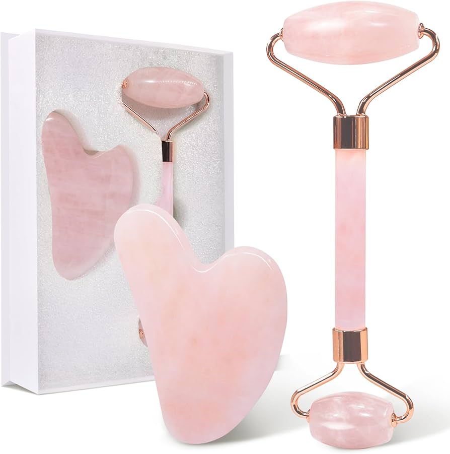 Baimei Gua Sha & Jade roller,cuarzo rosa