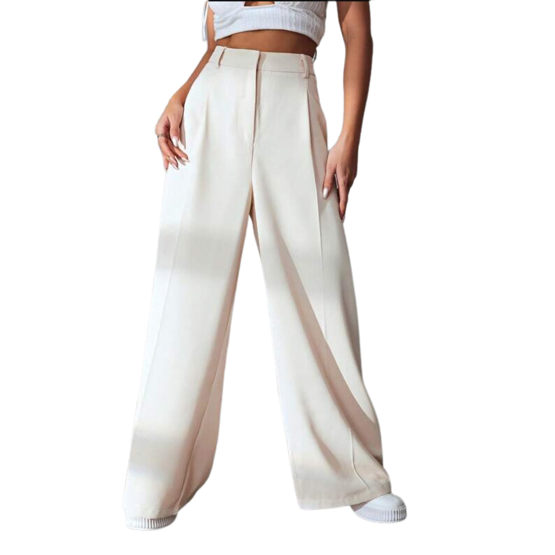 Pantalones de pierna ancha unicolor