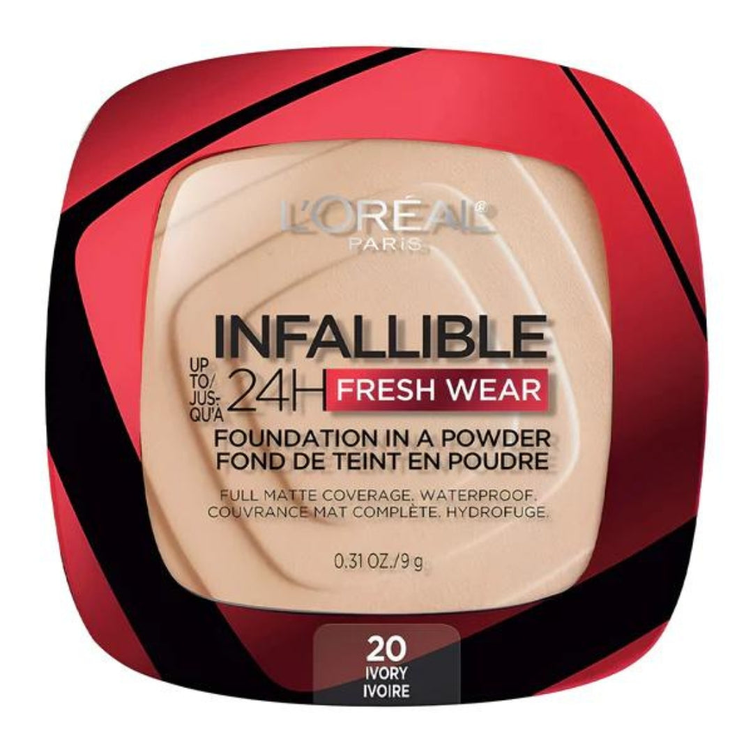 Polvo Compacto Infallible a Prueba de Agua 24h larga duración Fresh Wear 9g Loreal Paris