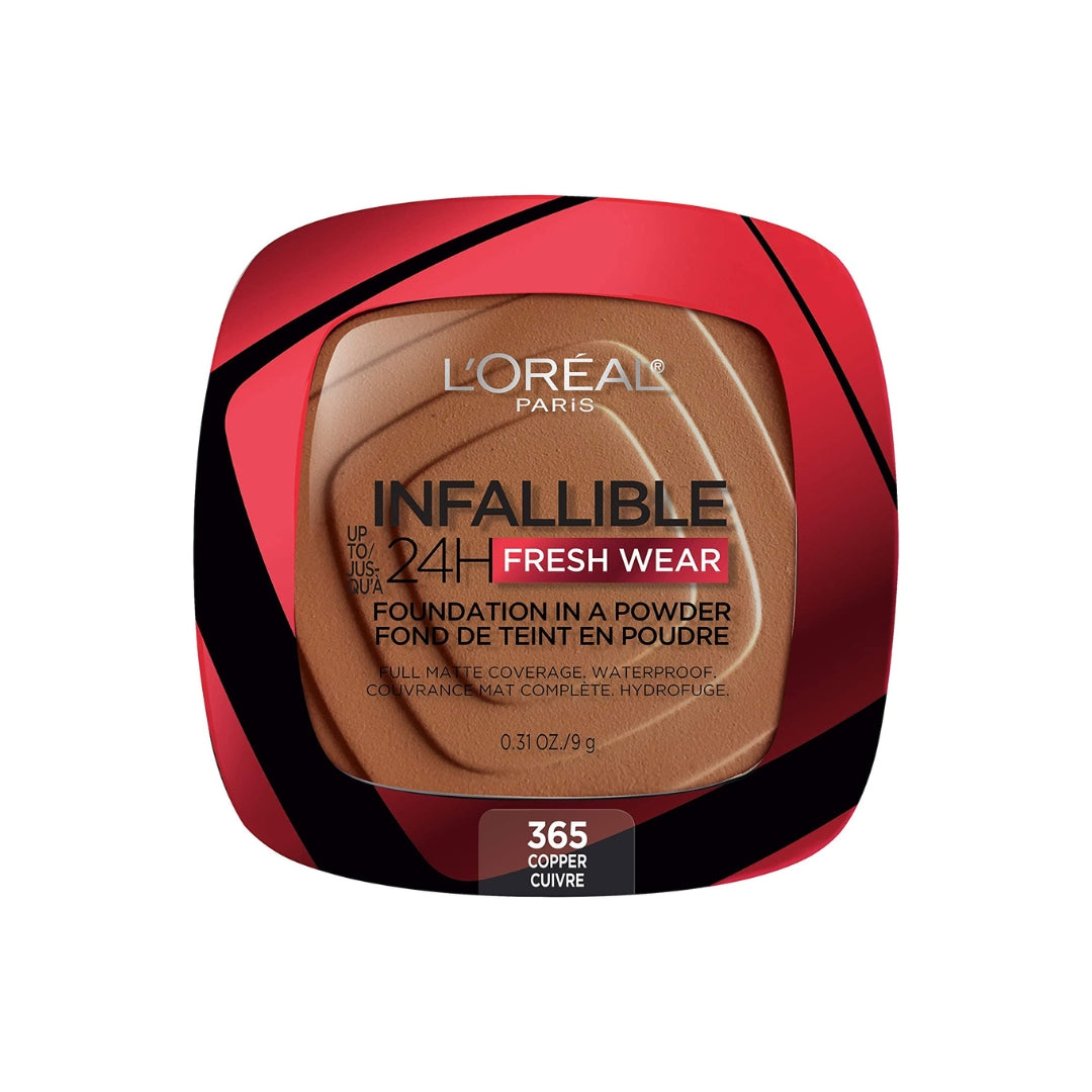 Polvo Compacto Infallible a Prueba de Agua 24h larga duración Fresh Wear 9g Loreal Paris