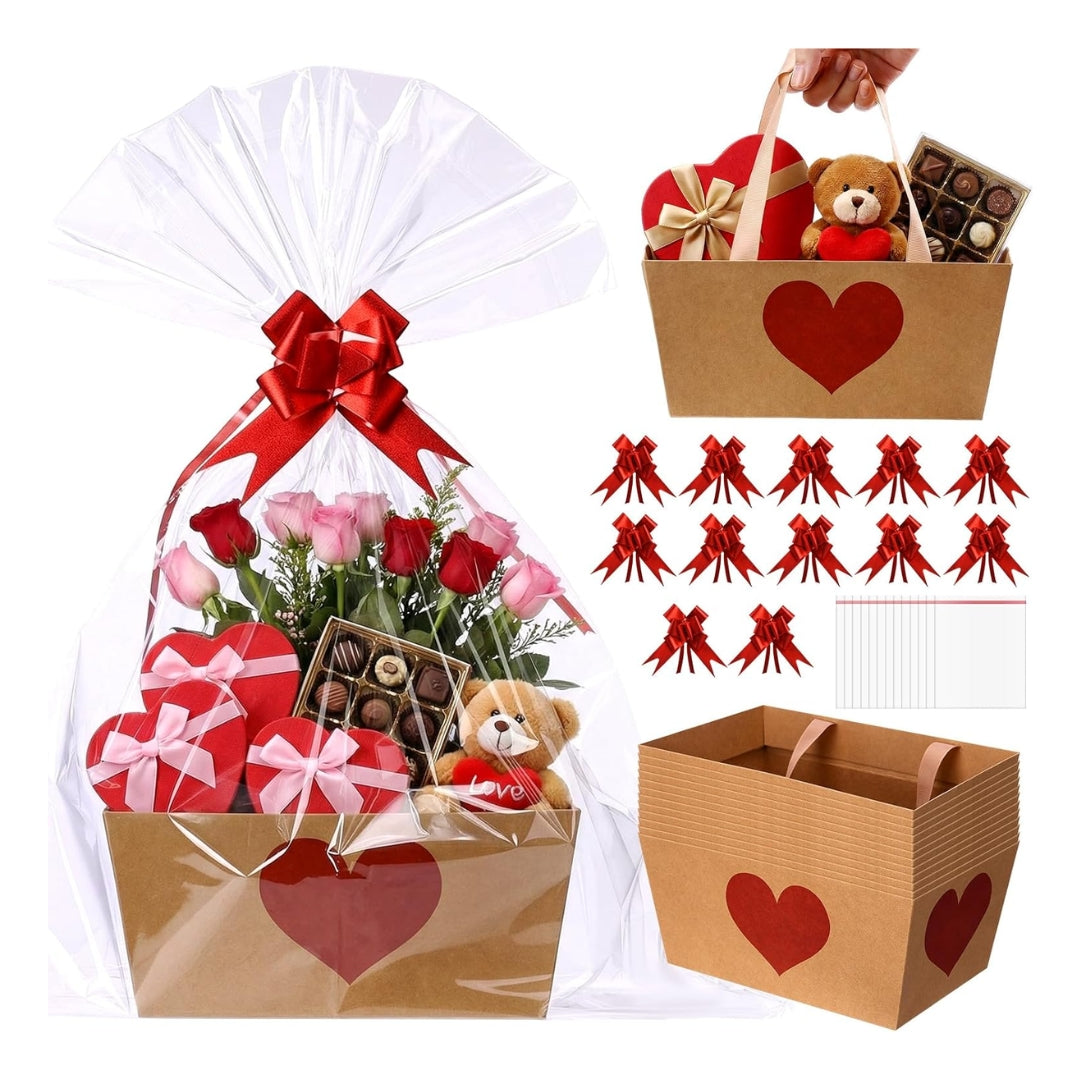 Cesta de regalo decorada San Valentin