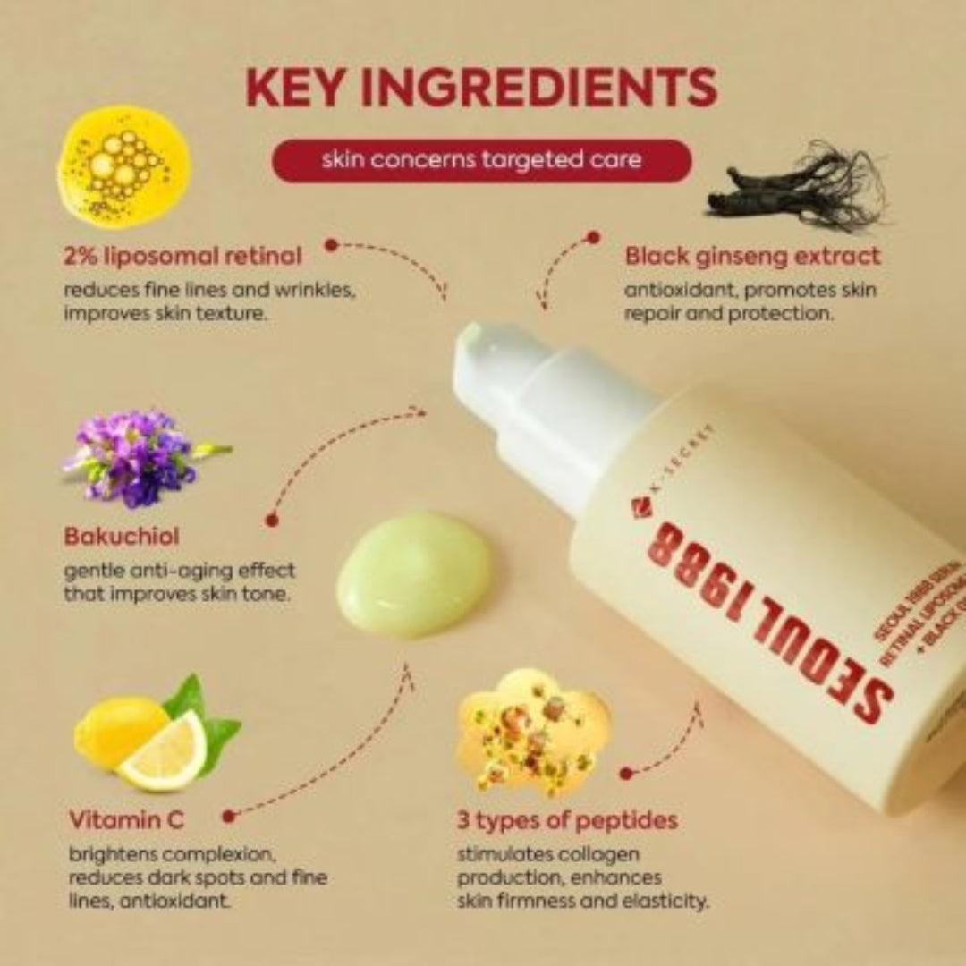 Serum con Retinal Liposome 1% + Fermented Rice 50ml Seoul 1988 K-SECRET