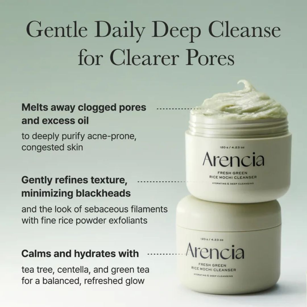 Limpiador mochi de arroz y te verde 120 G ARENCIA / Fresh  green  rice  mochi clanser 120G ARENCIA