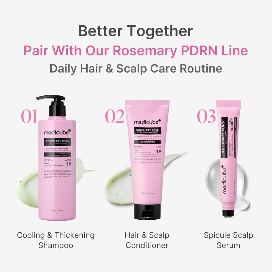 Combo de Shampoo, acondicionador y serum romero y PDRN Rosemary PDRN Medicube