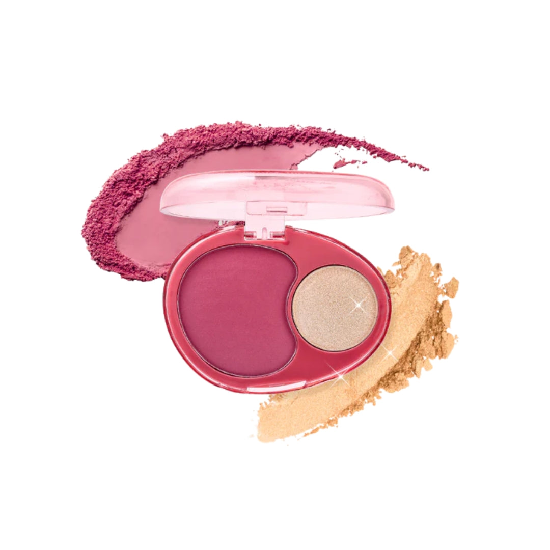 Mini Duo de Blush e Iluminador Pocket Perfect Blush + Shimmer Topper Duo Ozelab