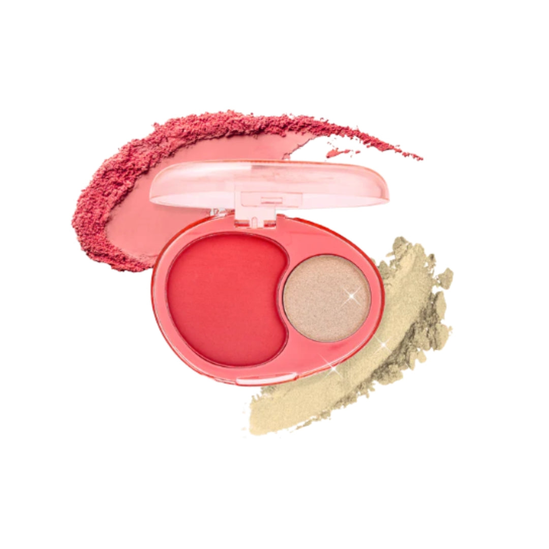 Mini Duo de Blush e Iluminador Pocket Perfect Blush + Shimmer Topper Duo Ozelab